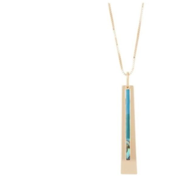 Halogen Resin Inlay Long Pendant Necklace Teal Blue Turquoise - Picture 4 of 16